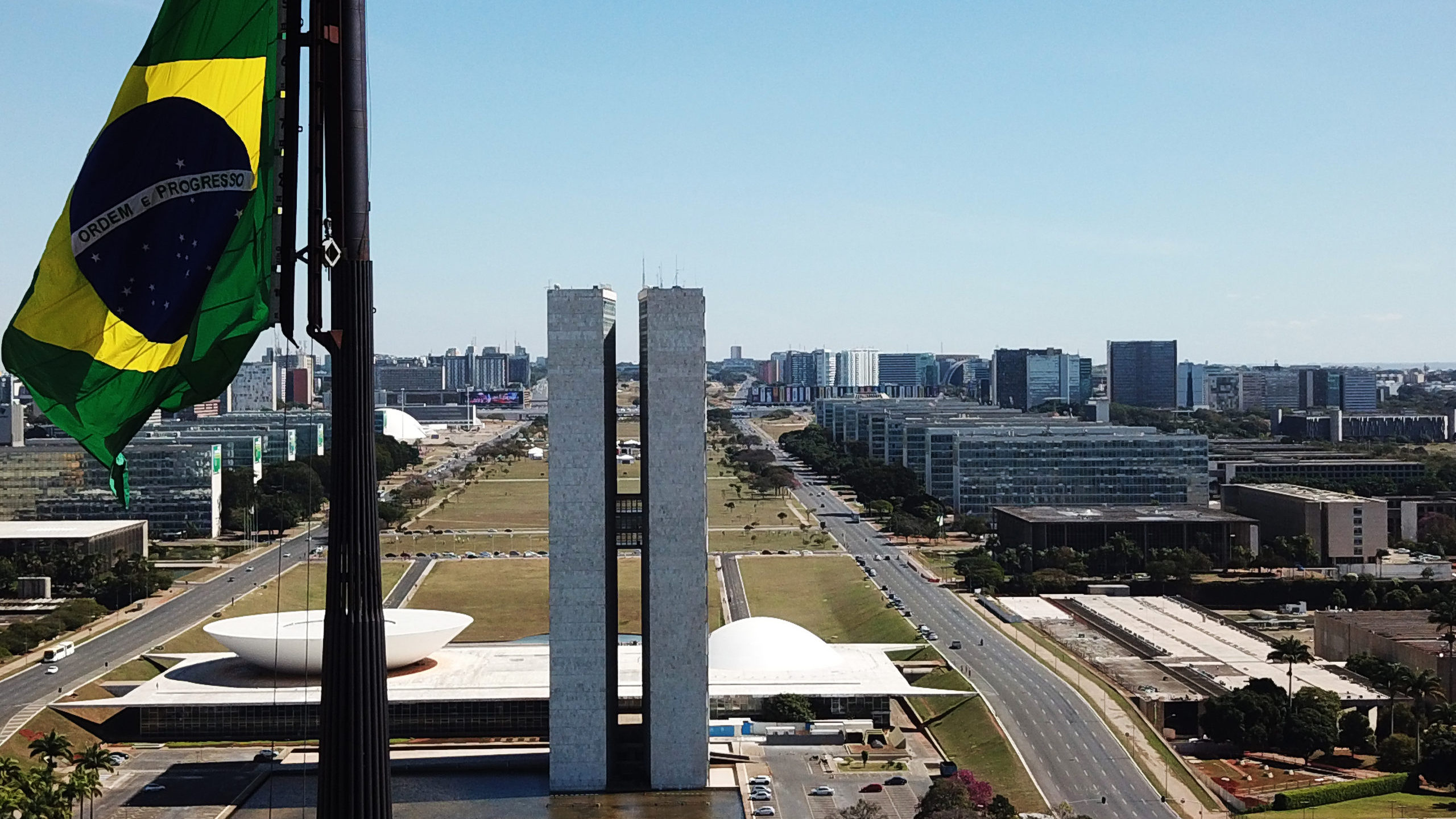 Image of Brasilia with Brazil flag.