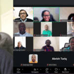 A collage of two images: to the left, a photo of Ugo, to the right, a screenshot of her latest Zoom event.