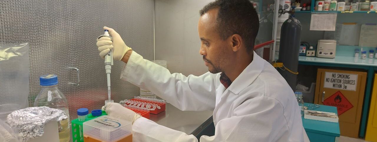 An Ethiopian researcher doing work in a laboratory